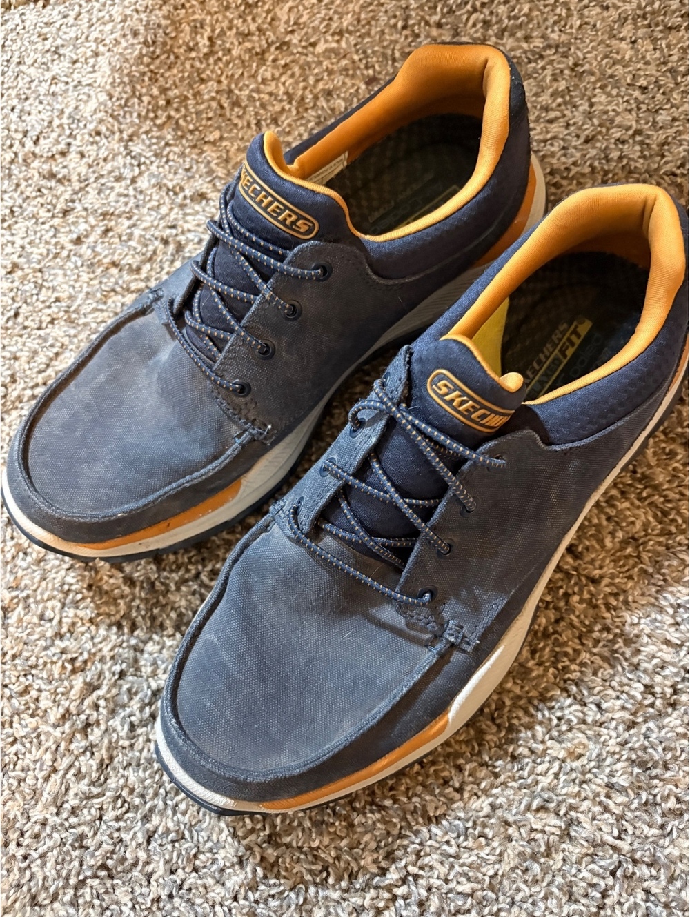 Skechers Men's Casual Textile Upper Sneakers Size 10 Navy with Goodyear Sole